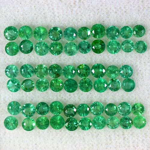 7.21 Cts Natural Green Emerald Loose Gemstone Round Cut Lot Untreated Zambia 3 mm 71 Pcs