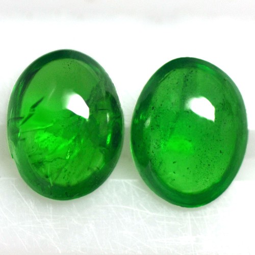 2.70 Cts Natural Top Green Tsavorite Loose Gemstone Oval Cab Pair 2 pcs Kenya