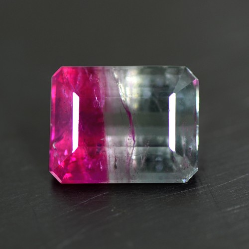 2.29 Cts Natural Top Rare Bi Color Tourmaline Loose Gemstone Emerald Cut Brazil