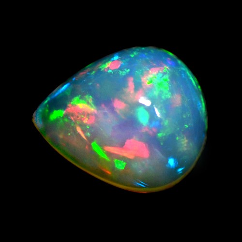 3.12 Cts Natural Rainbow Fire Ethiopian Welo Opal Loose Gemstone Pear Cabochon Ethiopia