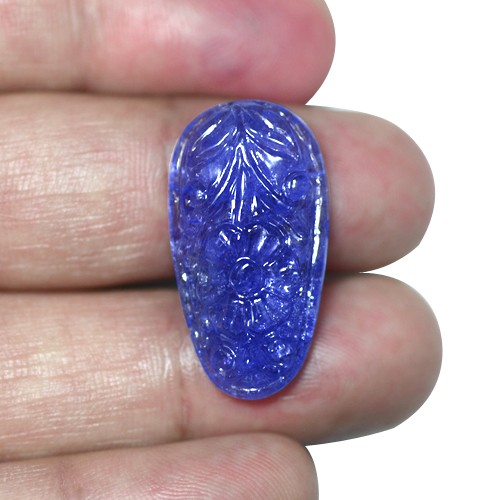 Natural Tanzanite Carved Stone Pendant Gemstone Carving Cabochons SKU#NYTCA124S 11.65 Cts Weight Of 18x12 Mm Size AAA Top Blue Color