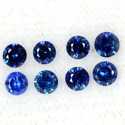 2.19 Cts Natural Blue Sapphire Loose Gems Round Cut Lot 8 pcs Oldmogok 3.7-4mm
