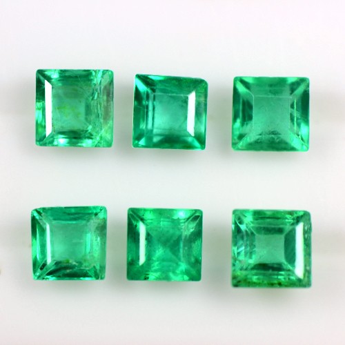 1.24 cts Natural Superb Green Emerald Loose Gems Square Cut Lot Zambia 3.2-3.4mm
