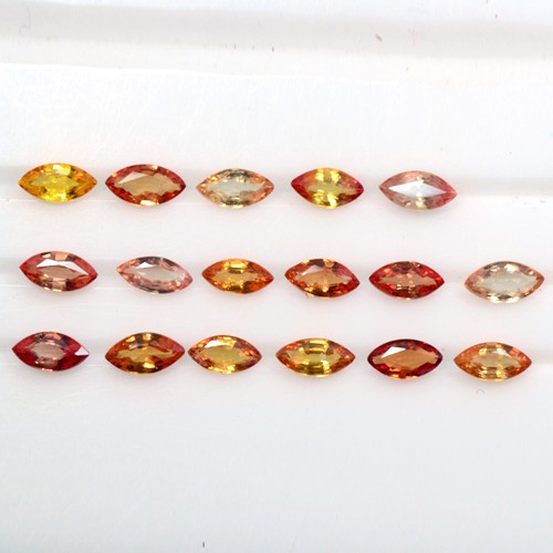 3.07 Cts Natural Top Yellow Orange Sapphire Loose Gems Marquise Cut Lot Oldmogok