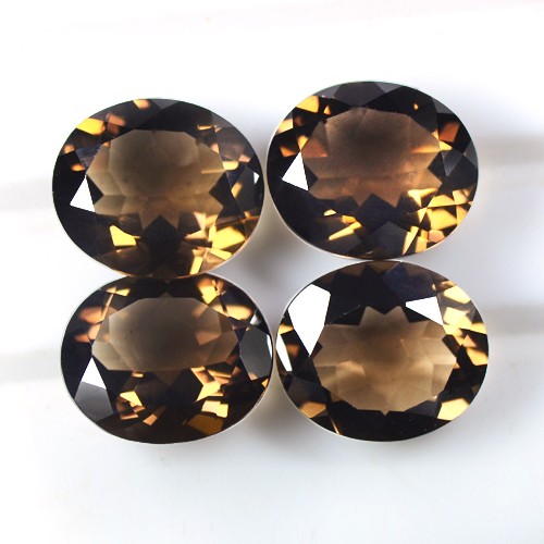 26.43 Cts Natural Top Brown Smoky Quartz Loose Gemstone Oval Cut Lot 4pcs Africa