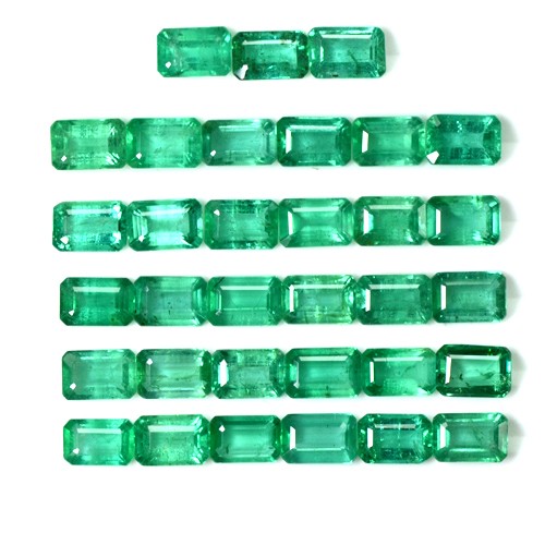 19.26 Cts Natural Lustrous Green Emerald Octagon Cut Lot Zambia 6x4mm Big Parcel