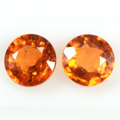 0.77 Cts Real Lustrous Fanta Orange Spessartite Garnet Round Pair Unheated 4 mm