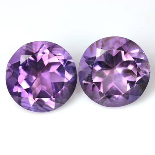 10.0 Cts Natural Top Purple Round Cut Amethyst 11 mm Pair Brazil Loose Gemstone