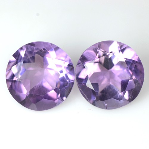 6.88 Cts Natural Top Purple Round Cut Amethyst 10 mm Pair Brazil Loose Gemstone