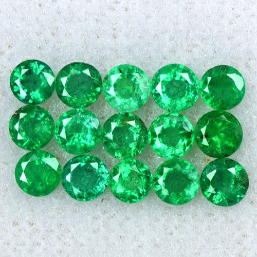 1.75 Cts Natural Top Green Emerald Round Cut Lot Zambia 3 mm Gemstone Untreated