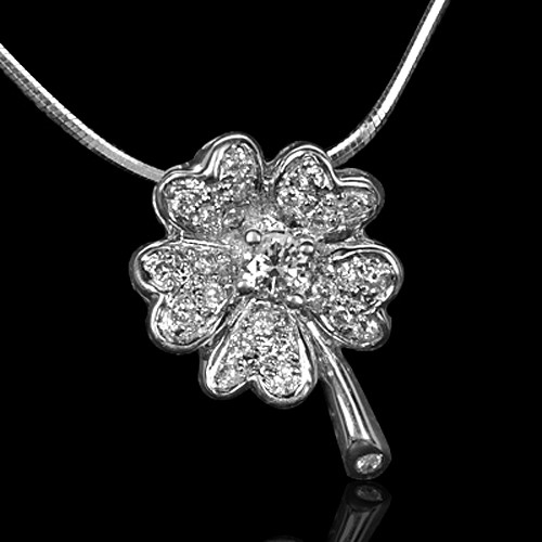 18k Pure White Gold Natural Top Diamond Ladies Pendant With Chain