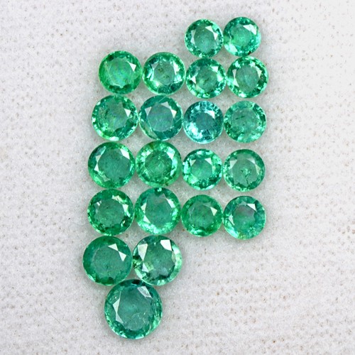 5.88 Cts Natural Fine Green Emerald Loose Gemstone 21 Pcs Round Cut Lot Zambia