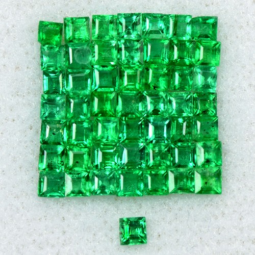 2.03 Cts Natural Top Emerald Loose Gemstone 2 mm 50 Pcs Square Cut Lot Zambia