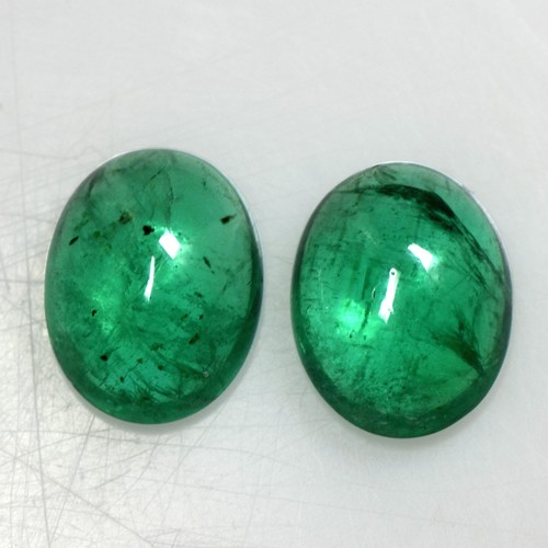 4.78 Cts Natural Green Emerald Loose Gemstone Oval Cabochon Pair 10x8 mm Zambia