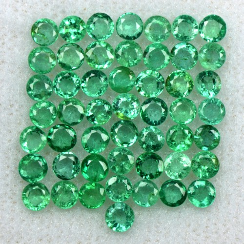4.44 Cts Natural Top Green Emerald Lovely Round Cut Lot 50 Pcs Untreated Zambia