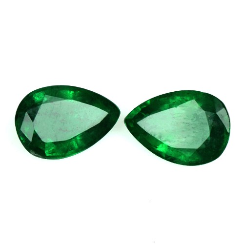 1.78 Cts Natural Top Green Lovely Fine Emerald Pear Cut Pair Untreated Zambia