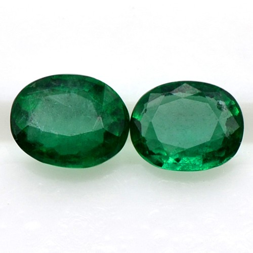 0.72 Cts Natural Fine 5x4 mm Rich Green Emerald Oval Cut Pair Untreated Zambia