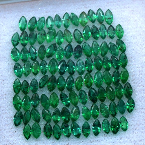 Marquise Cut Natural Green Emerald 7.56 Cts 100 pcs 4 x2 mm Untreated Zambia