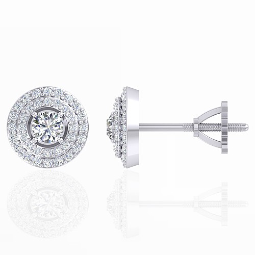 14K White Gold 0.38 cts Main stone Diamond with Diamond Designer Fine Jewelry Earrings