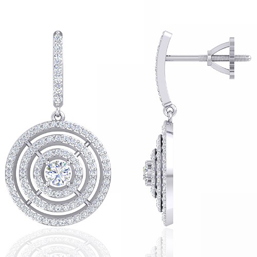14K White Gold 0.38 cts Main stone Diamond with Diamond Designer Fine Women Earrings