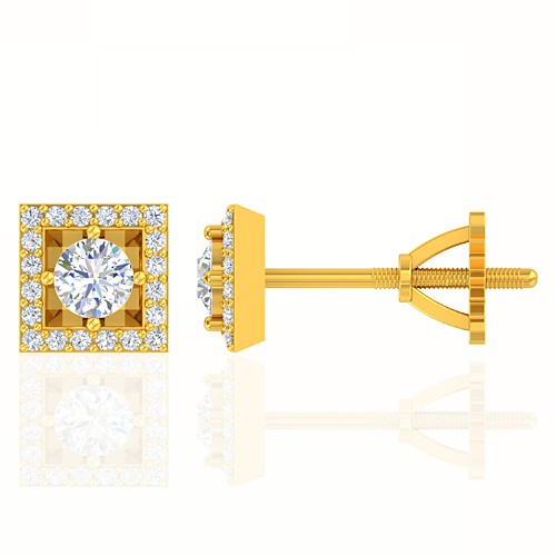 18K Yellow Gold 0.38 cts Diamond Designer Fine Jewelry Women Earrings