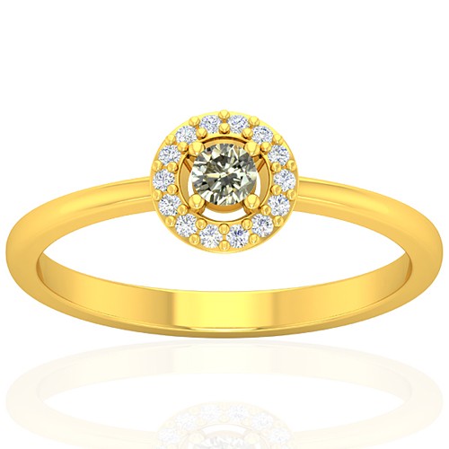18k Yellow Gold 0.12 cts 3 mm Main Stone Diamond Designer Fine Jewelry Ring