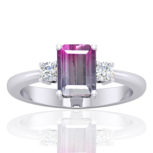 14K White Gold 1.52 cts Tourmaline Stone Diamond Cocktail Designer Fine Jewelry Ring