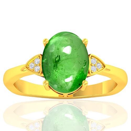 18K Yellow Gold 3.75 cts Tsavorite Gemstone Diamond Cocktail Women Fine Jewelry Ring