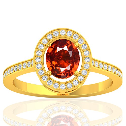 18K Yellow Gold 1.47 cts Rhodolite Garnet Stone Diamond Women Designer Fine Jewelry Ring