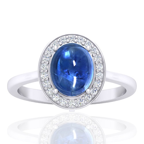14K White Gold 2.81 cts Sapphire Stone DiamondWomen Wedding Designer Fine Jewelry Ring