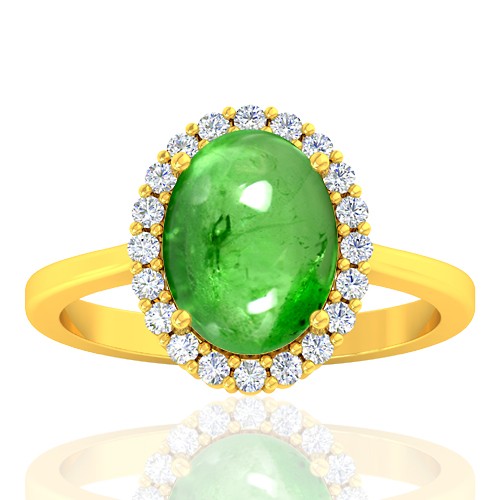 18K Yellow Gold 3.75 cts Tsavorite Gemstone Diamond Engagement Women Jewelry Ring
