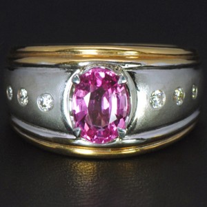 14k Pure Gold Natural Top Pink Sapphire Diamond Wedding Cocktail Designer Ring