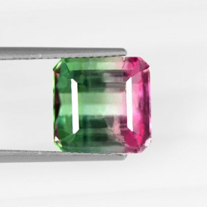 6.73 Cts Natural Tri Color Tourmaline Loose Gemstone Emerald Cut Brazil Amazing