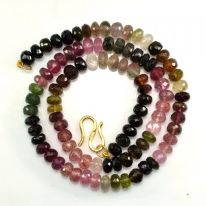 115.83 Cts Natural Top Multicolor Tourmaline Faceted Rondelle Beads Gemstone 1-L