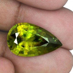 12.36 Cts Natural Top Sphene Unheated Madagascar Pear Cut Loose Gemstone Awesome