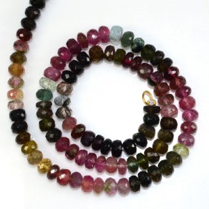 117.14 Cts Natural Top Multicolor Tourmaline Faceted Rondelle Beads Necklace 1-L