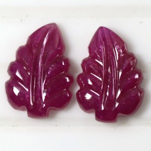 5.90 Cts Natural Unique Top Pink Red Ruby Hand Made Leaf Carving Pair Africa Gem