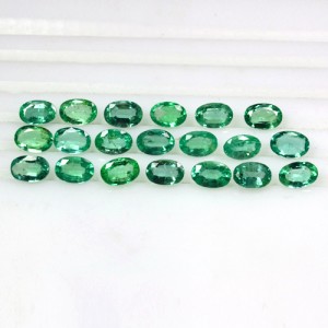 9.46 Cts Natural Top Green Emerald Oval Cut Lot Zambia Untreated 6x4 mm 20 Pcs