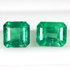 1.32 Cts Natural Lustrous Green Emerald Octagon Cut 2 Pcs Lot Untreated Zambia