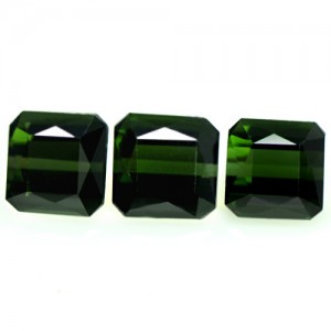 4.38 Cts Natural Top Deep Green Tourmaline Gemstone Octagon Cut Set 3 pcs Brazil