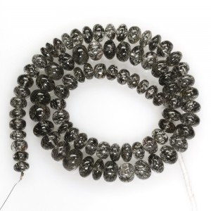 178.75 CTs Natural Top Quality Black Rutile Quartz Plain Rondelle Beads 1L 16.5"