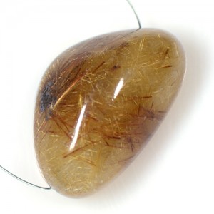 49.17 Cts Natural Top Gold Red Fiber Rutile Quartz Drill Plain Tumble Cab Brazil