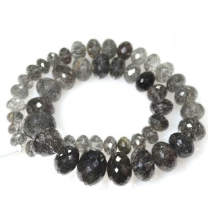 458.43 cts Natural Rutile Quartz Faceted Rondelle Loose Beads 1-L Strand 16.5"