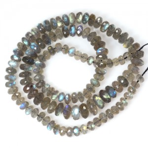 149.83 cts Natural Top Labradorite Faceted Rondelle Loose Beads 1-L Strand 18.5"