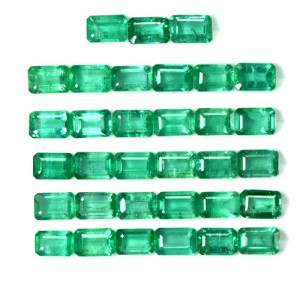 19.26 Cts Natural Lustrous Green Emerald Octagon Cut Lot Zambia 6x4mm Big Parcel