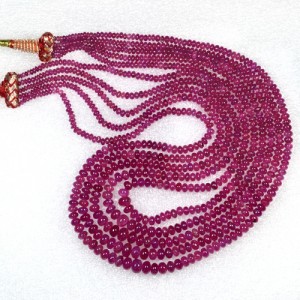297.79 Cts Real Certified Unheated Top Pink Red Ruby Beads Necklace Unheated 15"