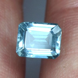 1.53 Cts Natural Top Aqua Blue Aquamarine Emerald Cut Lustrous Nigeria Gem