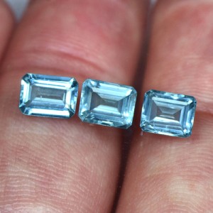 2.68 Cts Natural Excellent Aqua Blue Aquamarine Emerald Cut Lustrous Nigeria Gem