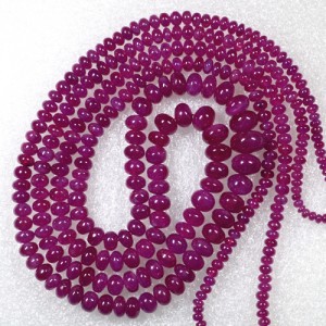 346.99 Cts Natural Top Pink Red Ruby Beads Necklace Round Cabochon Johnson 2L