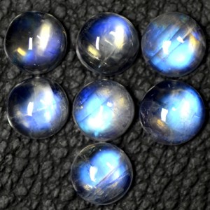 11.78 Cts Natural Rich Blue Fire Rainbow Moonstone Round Cab Lot 7 mm Indo-Bihar